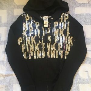 VS Pink *XS* bling logo zipped hoodie